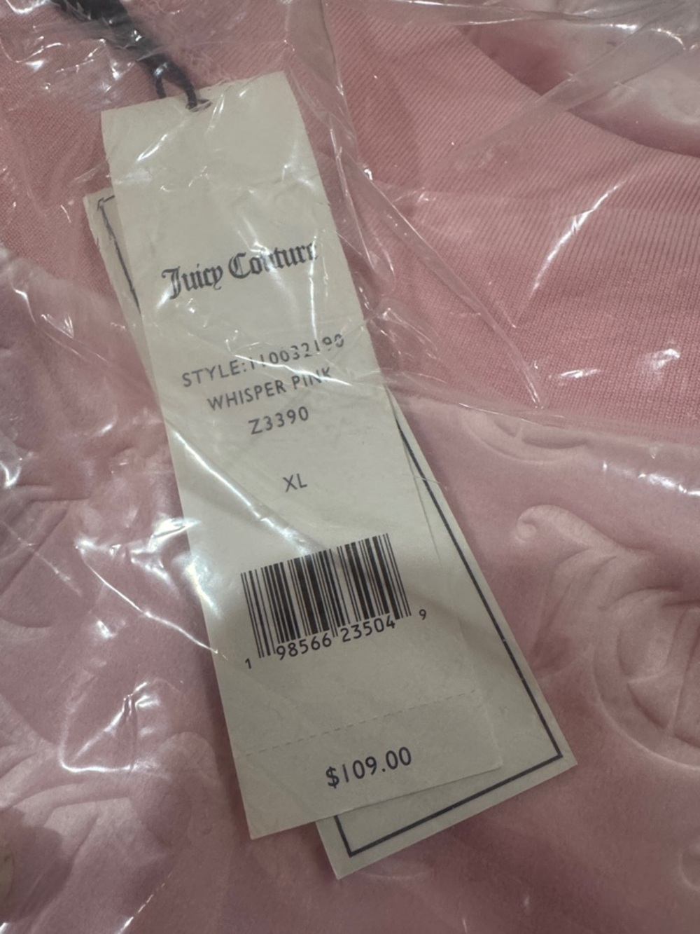 Juicy Couture Embossed “JC”Patterned Velour Track Pants/Size XL/NIB/SEALED! - Picture 10 of 16